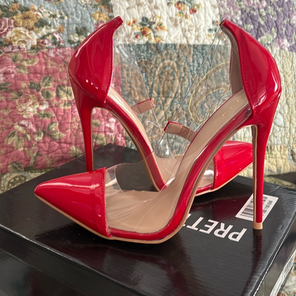 NWOT PLT red transparent high heels